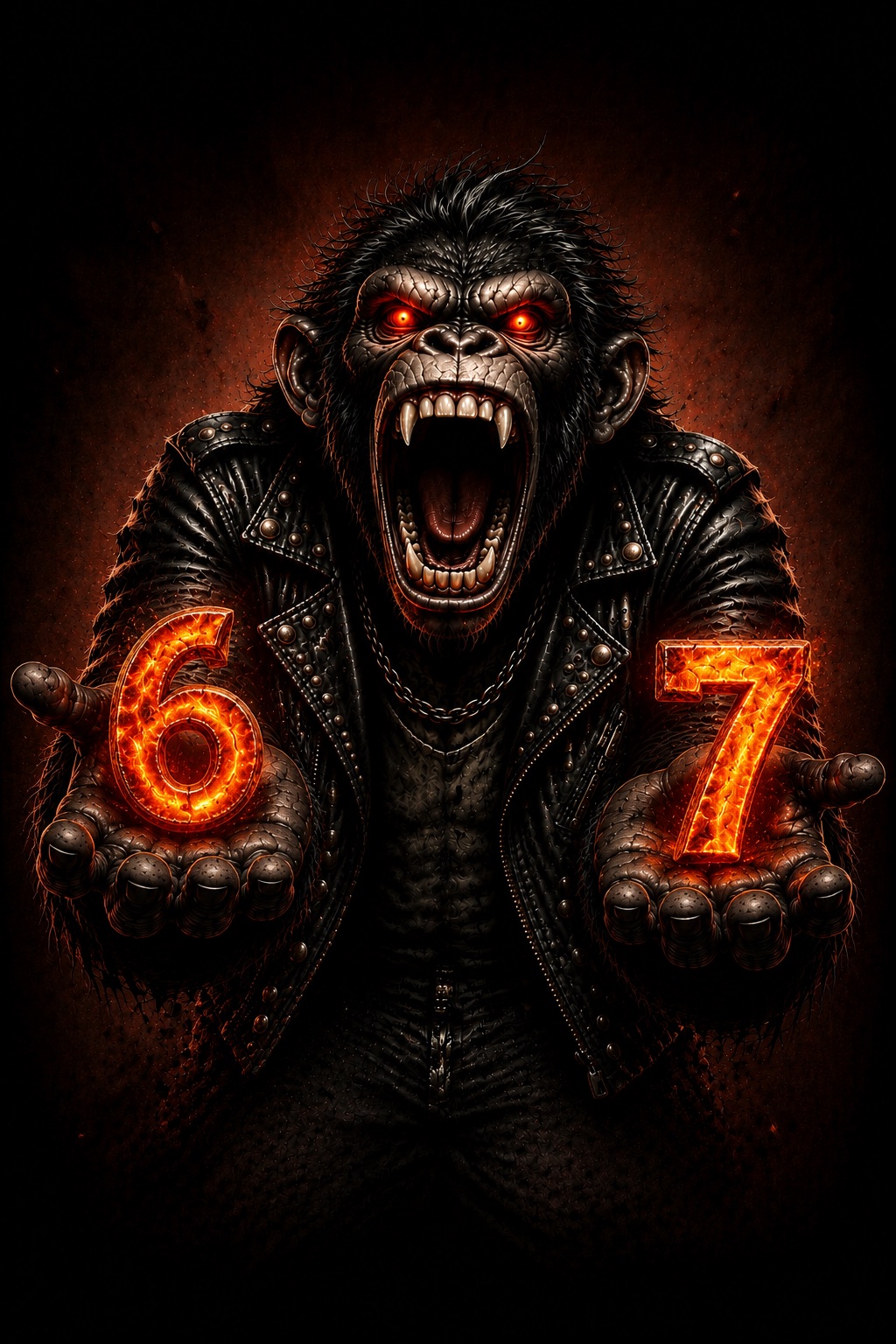 The monkey from Crazy Monkey 67 holding a burning 6 and 7