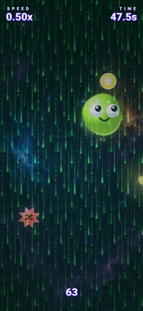 The Matrix effect running, with digital rain behind the creature