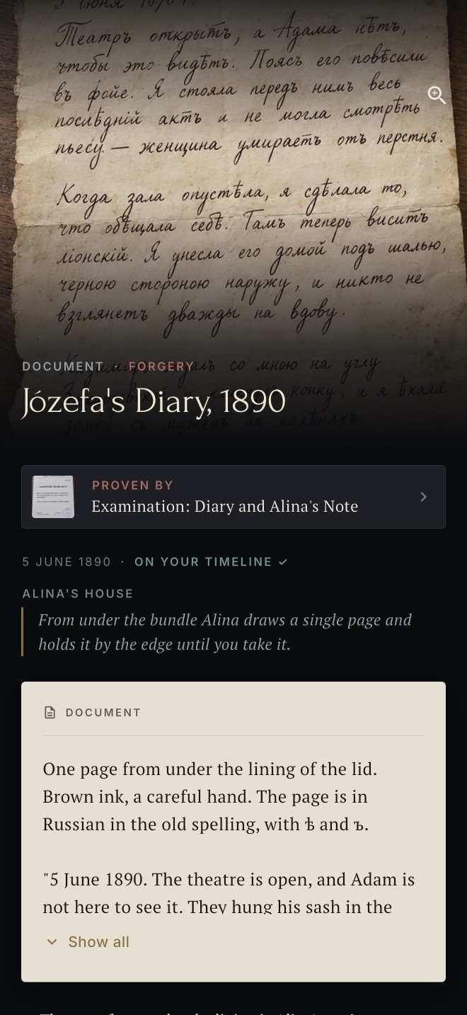 A handwritten diary page from June 1890 in old Russian spelling, with its English text below